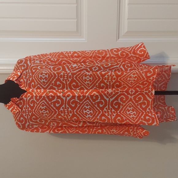 Chico's Tops - Chico's Orange Print Tunic Shirt
